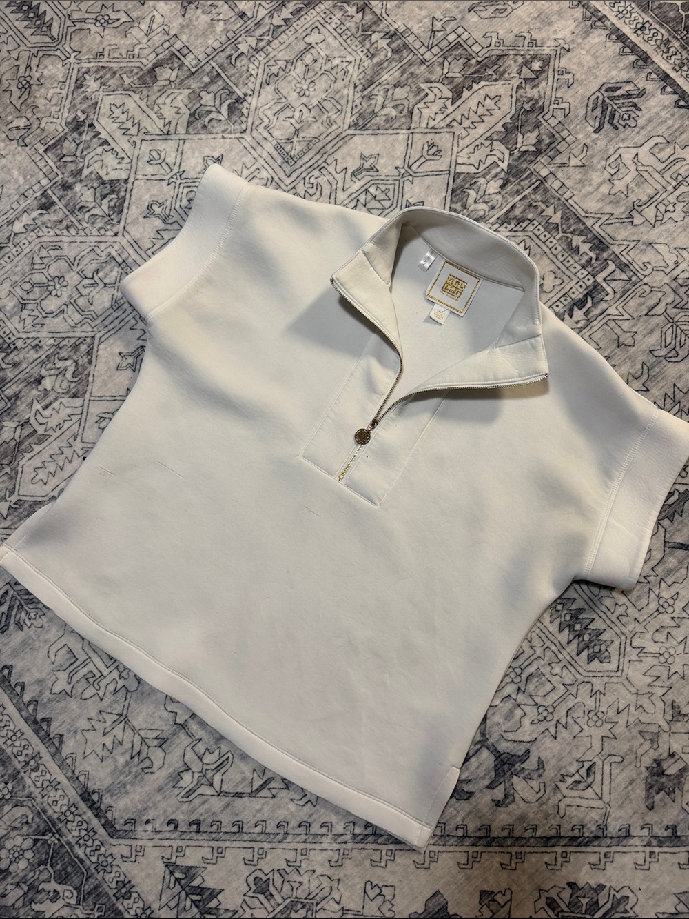 Emily McCarthy Half-Zip Short Sleeve Top